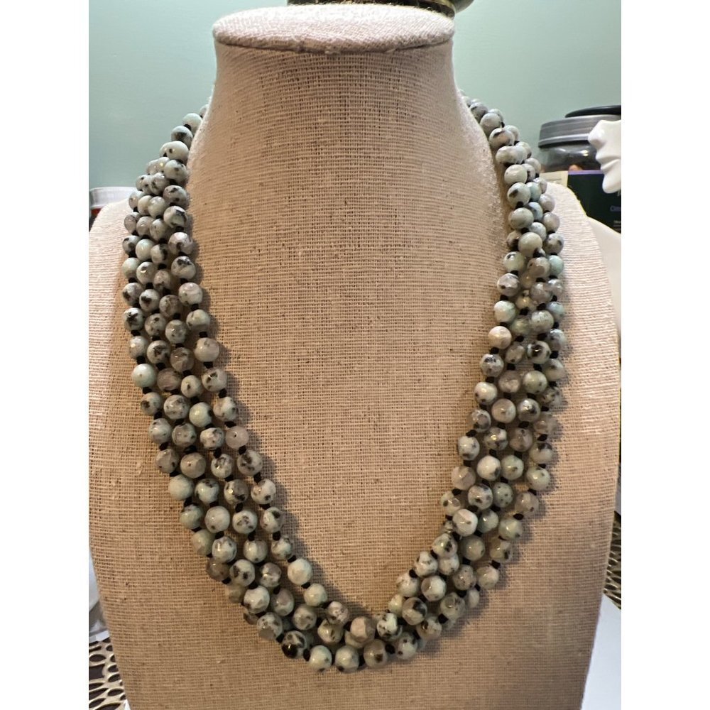 Magnesite Bead Single Strand Necklace -- 74"